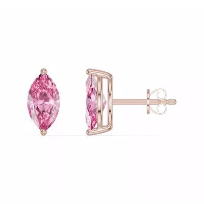 Marquise Pink Tourmaline Stud Earrings