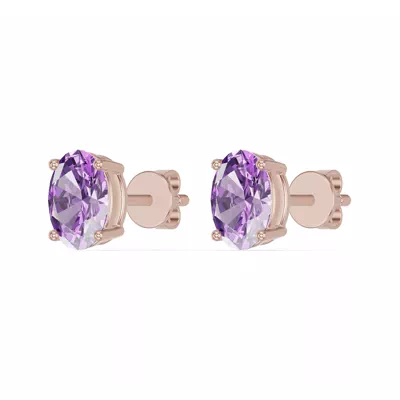 Oval Amethyst Stud Earrings