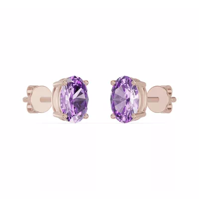 Oval Amethyst Stud Earrings