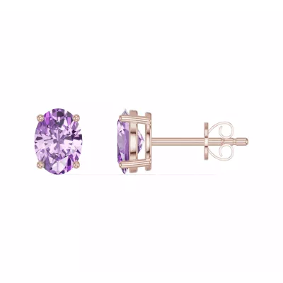 Oval Amethyst Stud Earrings