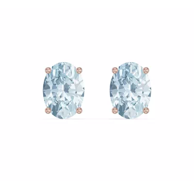 Oval Aquamarine Stud Earrings