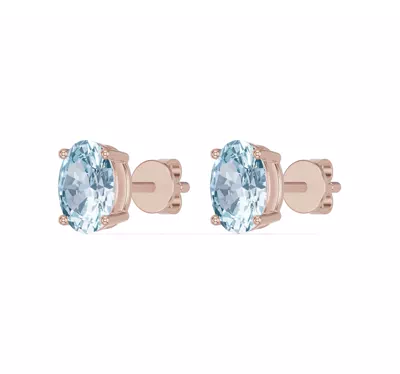 Oval Aquamarine Stud Earrings