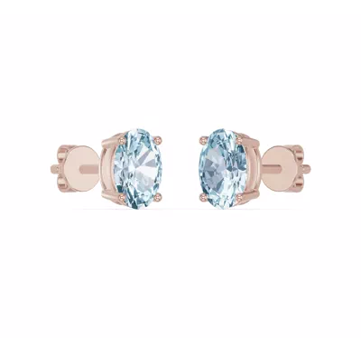 Oval Aquamarine Stud Earrings