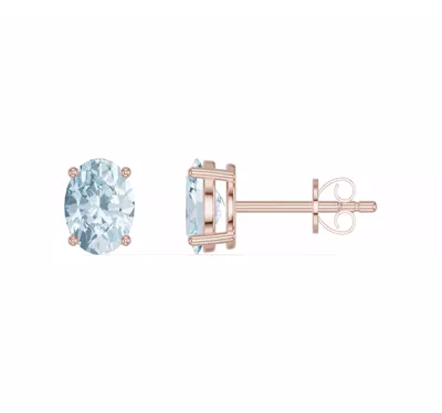 Oval Aquamarine Stud Earrings