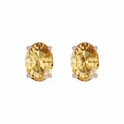 Oval Citrine Stud Earrings