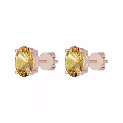 Oval Citrine Stud Earrings