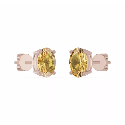 Oval Citrine Stud Earrings