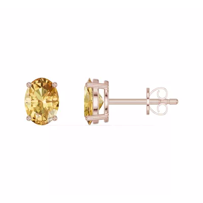 Oval Citrine Stud Earrings