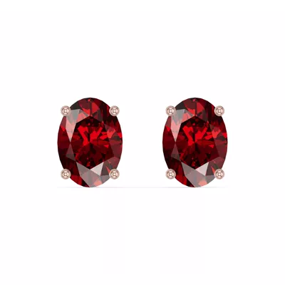 Oval Garnet Stud Earrings