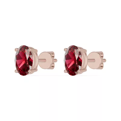 Oval Garnet Stud Earrings