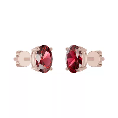 Oval Garnet Stud Earrings
