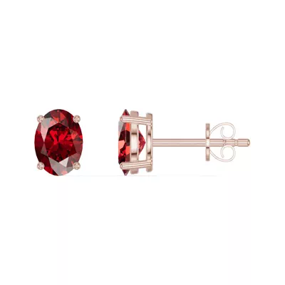 Oval Garnet Stud Earrings