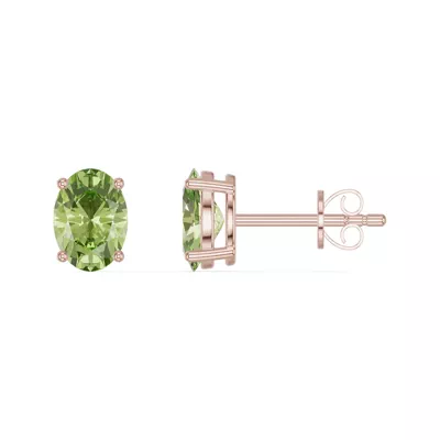 Oval Peridot Stud Earrings