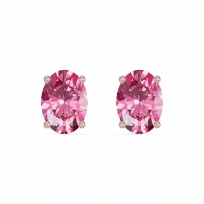 Oval Pink Tourmaline Stud Earrings