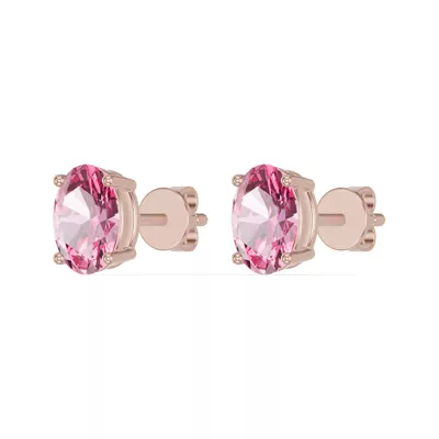 Oval Pink Tourmaline Stud Earrings