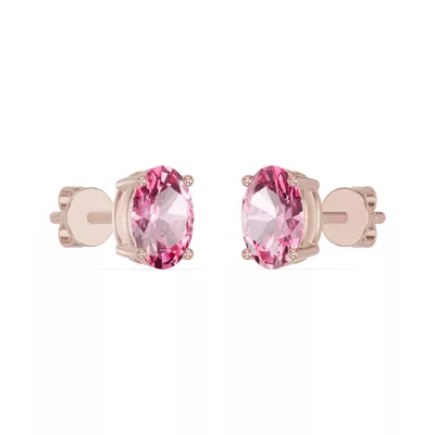 Oval Pink Tourmaline Stud Earrings