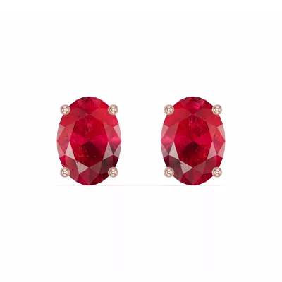 Oval Ruby Stud Earrings