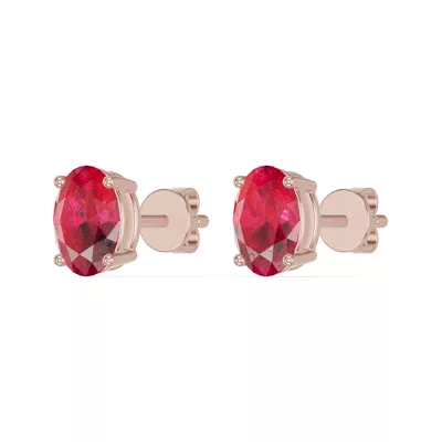 Oval Ruby Stud Earrings