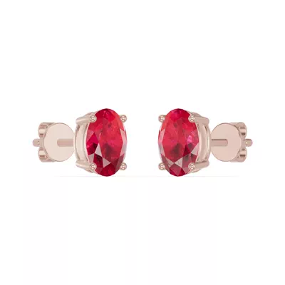 Oval Ruby Stud Earrings