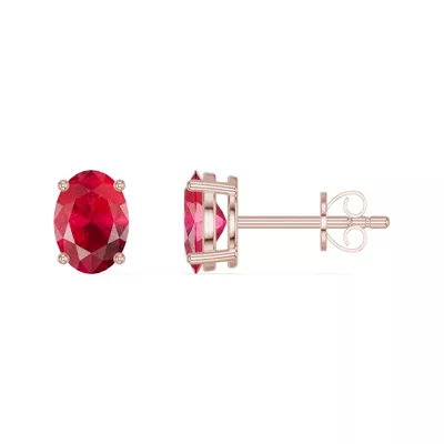 Oval Ruby Stud Earrings