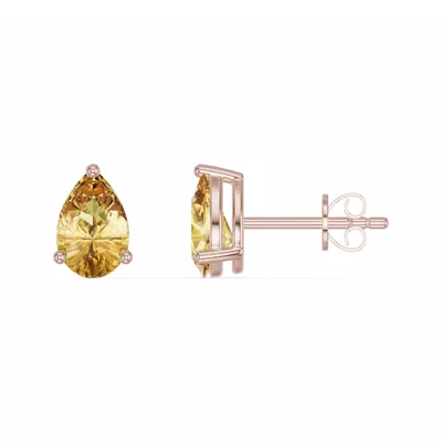 Pear-Shaped Citrine Stud Earrings