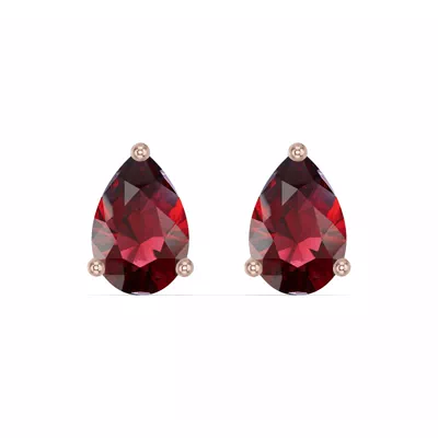Pear-Shaped Garnet Stud Earrings