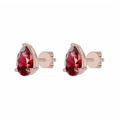 Pear-Shaped Garnet Stud Earrings