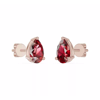 Pear-Shaped Garnet Stud Earrings
