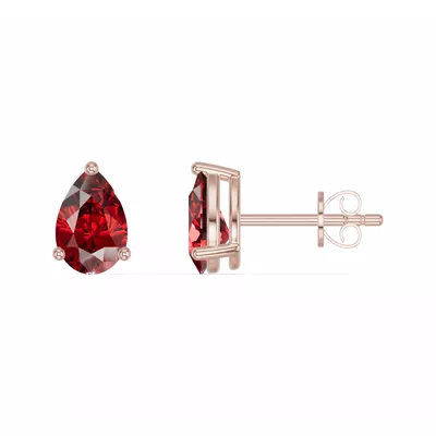Pear-Shaped Garnet Stud Earrings