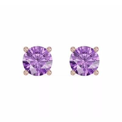 Round Amethyst Stud Earrings
