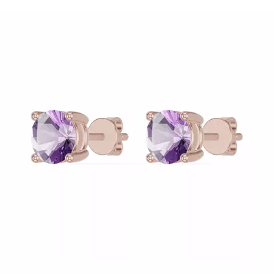 Round Amethyst Stud Earrings