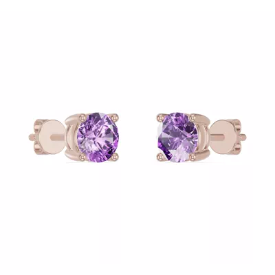 Round Amethyst Stud Earrings