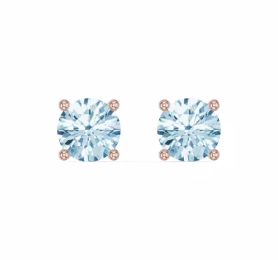 Round Aquamarine Stud Earrings