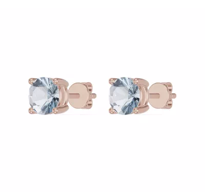 Round Aquamarine Stud Earrings
