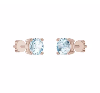 Round Aquamarine Stud Earrings