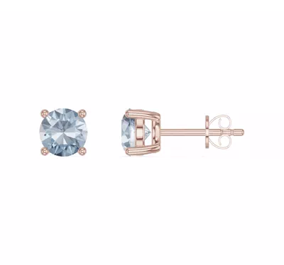 Round Aquamarine Stud Earrings