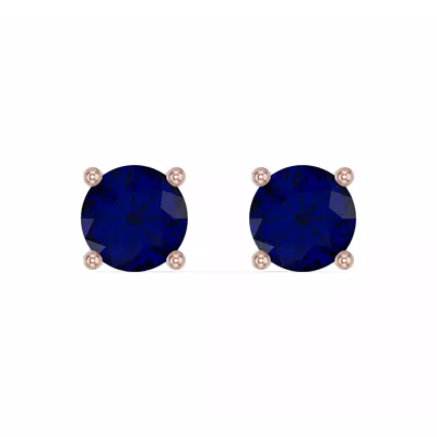 Round Sapphire Stud Earrings