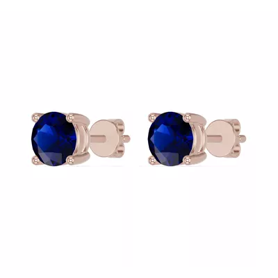 Round Sapphire Stud Earrings