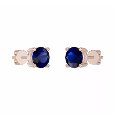 Round Sapphire Stud Earrings