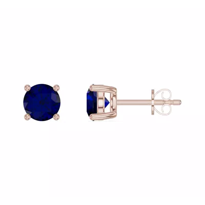 Round Sapphire Stud Earrings