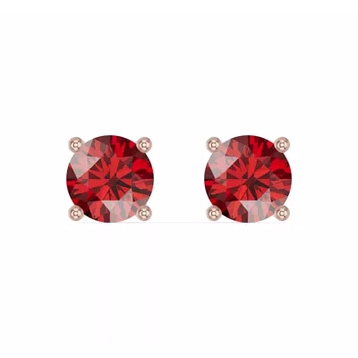 Round Garnet Stud Earrings
