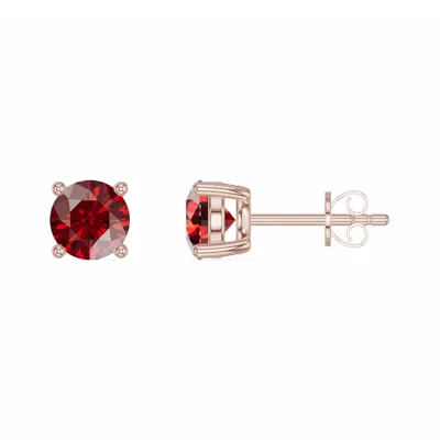 Round Garnet Stud Earrings