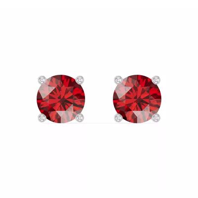 Round Garnet Stud Earrings