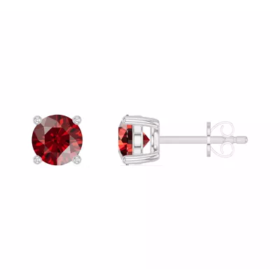 Round Garnet Stud Earrings