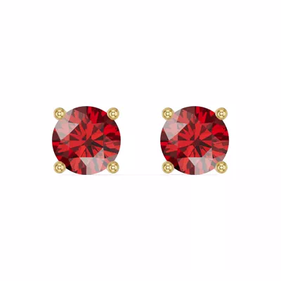 Round Garnet Stud Earrings
