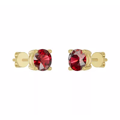 Round Garnet Stud Earrings