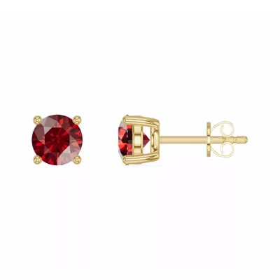 Round Garnet Stud Earrings