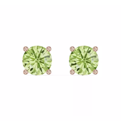 Round Peridot Stud Earrings