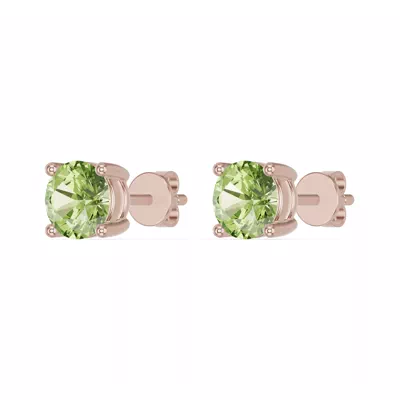 Round Peridot Stud Earrings