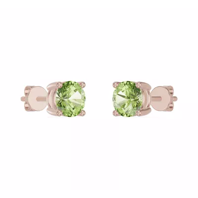 Round Peridot Stud Earrings